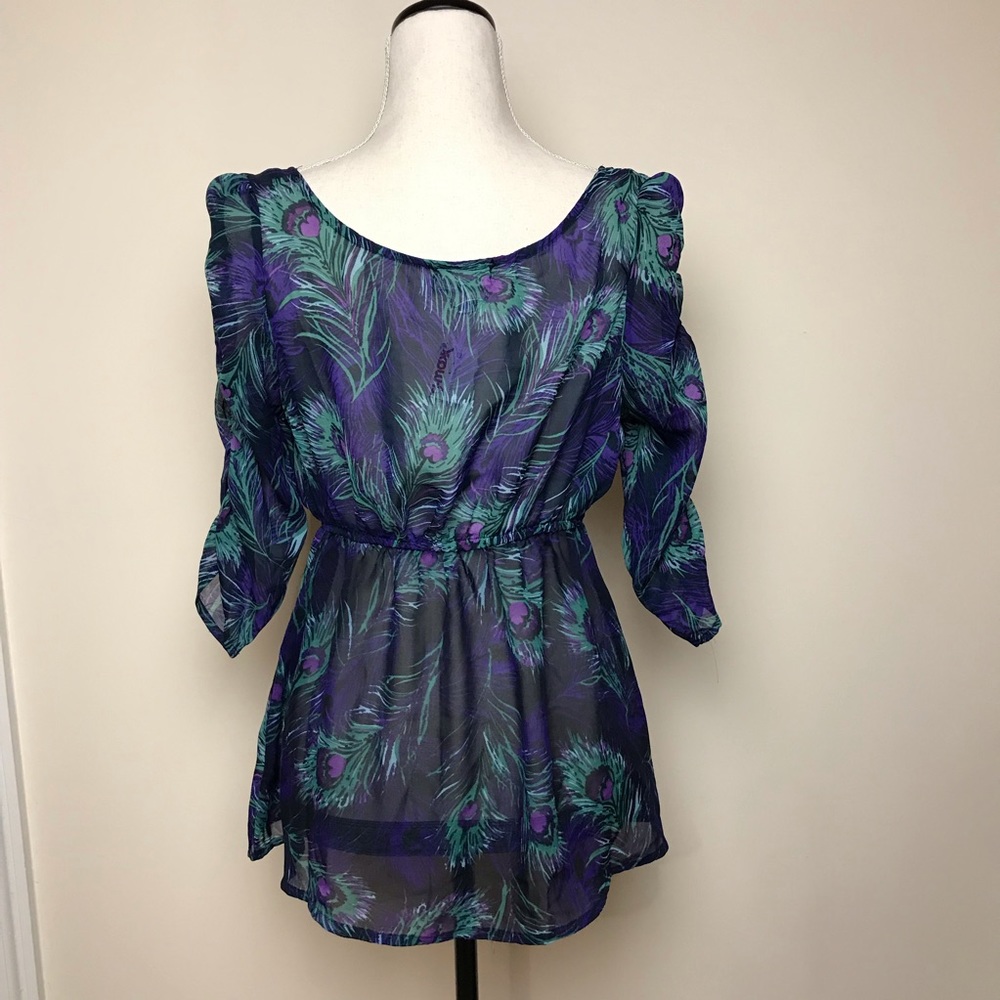 Ali & Kris Sheer Floral Button Up Top View 2